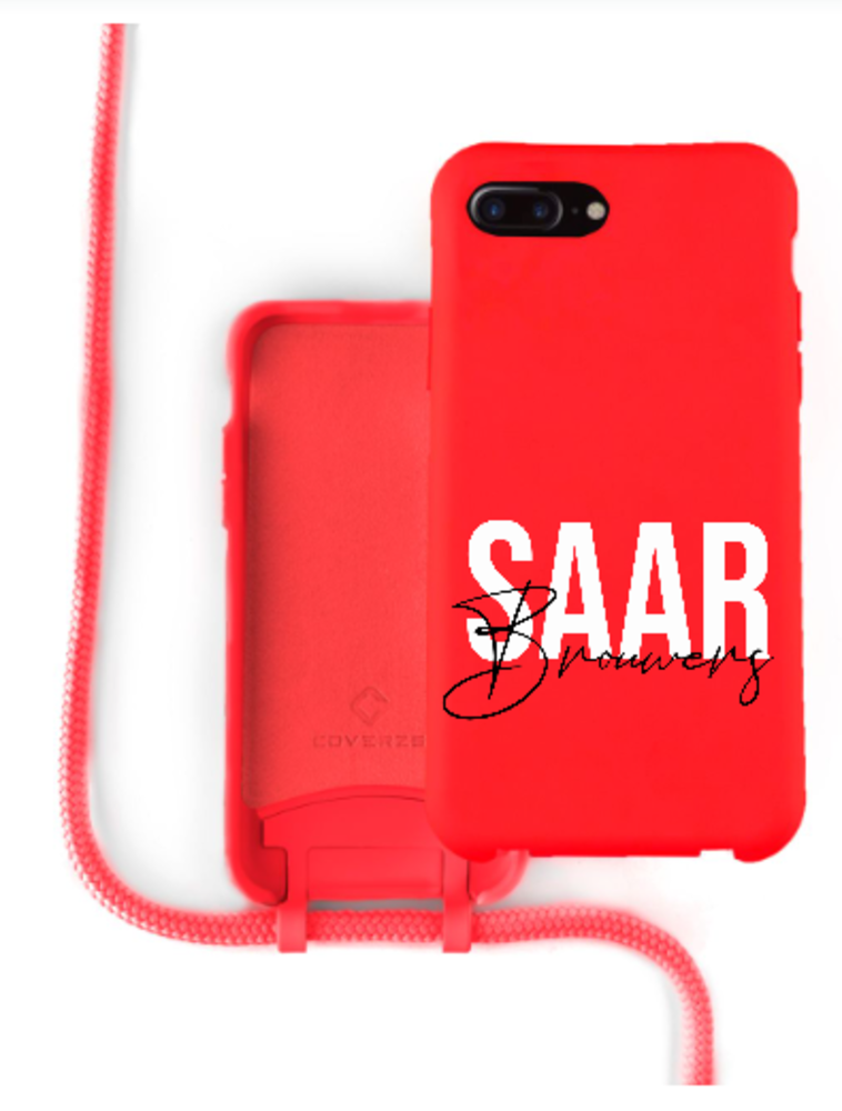 Coverzs Coverzs Funda silicona con cuerda iPhone 12 Pro Max (rojo) - Nombre  + Nombre