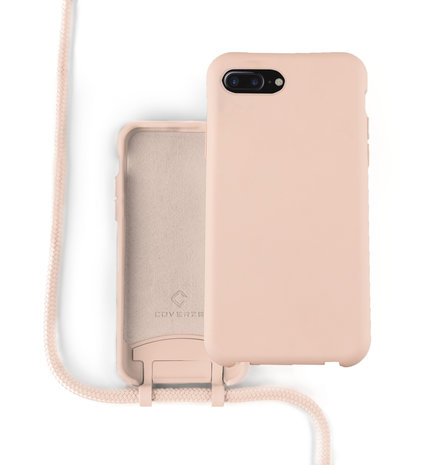 Funda silicona con cuerda iPhone 12 Pro Max (rosa) - Inicial + Nombre 