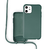 Coverzs Coverzs Funda con cuerda de silicona iPhone 12 / 12 Pro (verde oscuro) - Nombre + Nombre - Vertical Coverzs Coverzs Funda con cuerda de silicona iPhone 12 / 12 Pro (verde oscuro) - Nombre + Nombre - Vertical