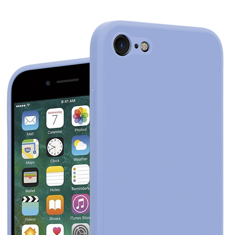 Funda silicona cuadrada iPhone SE 2022 (azul)
