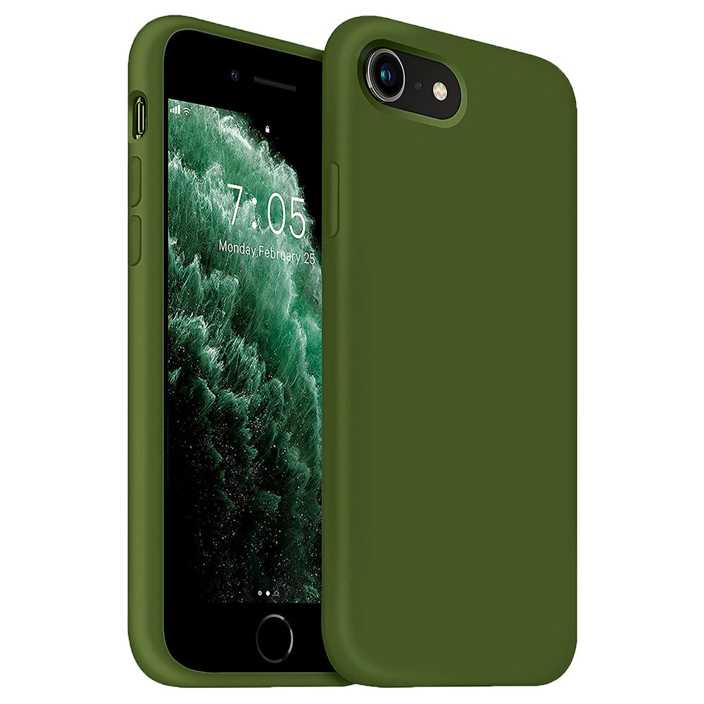 Funda silicona de lujo iPhone SE 2022 (verde militar) 
