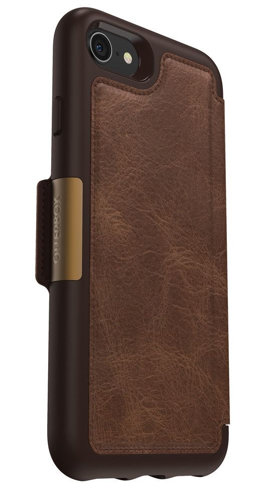 OtterBox Strada Espresso Brown Leather Folio Case - For iPhone SE 2022