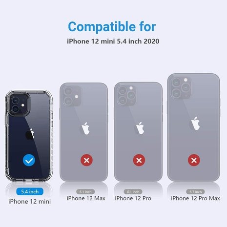 Funda transparente a prueba de golpes para iPhone 12 mini