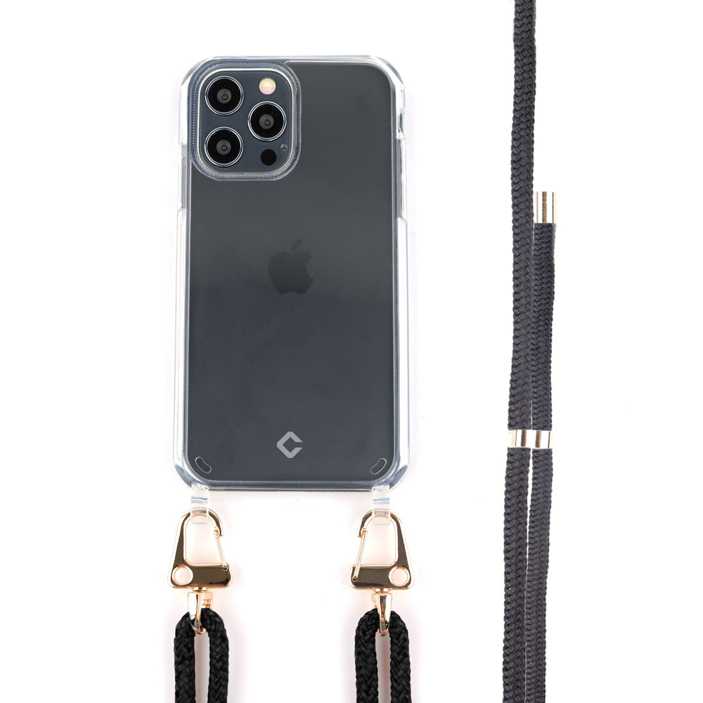 Funda transparente con cuerda negro iPhone 13 Pro Max 