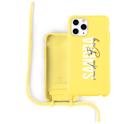 Funda silicona con cuerda iPhone 13 (amarillo) 
