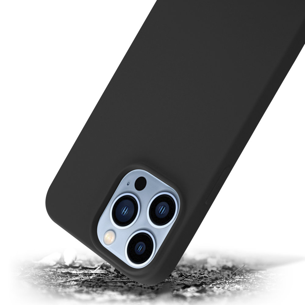 Carcasa de silicona negro brillante para iPhone 14 Pro Max con soporte  magnético plegable + cámara protegida - Spain
