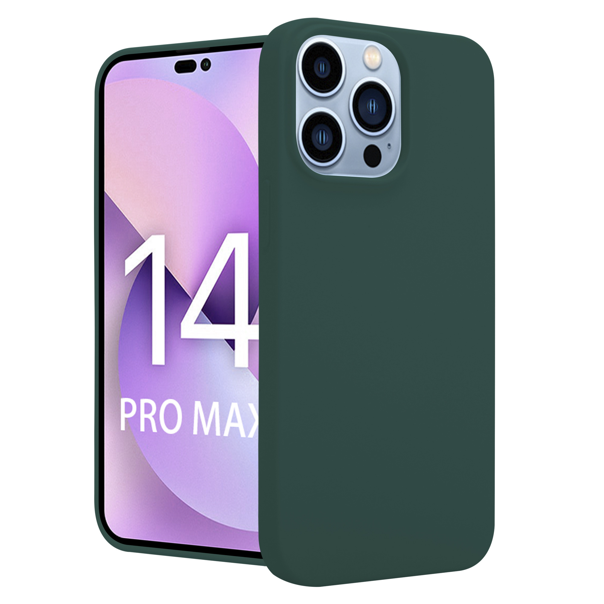Case iPhone 14 Pro Max Verde Metalico Logo Silicon y Microfibra Funda  Protector