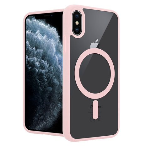 Funda transparente MagSafe iPhone 11 borde de color (rosa) 