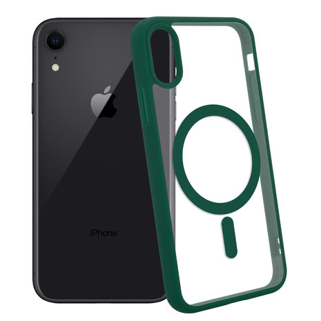 Funda transparente MagSafe iPhone Xr borde de color (verde) 