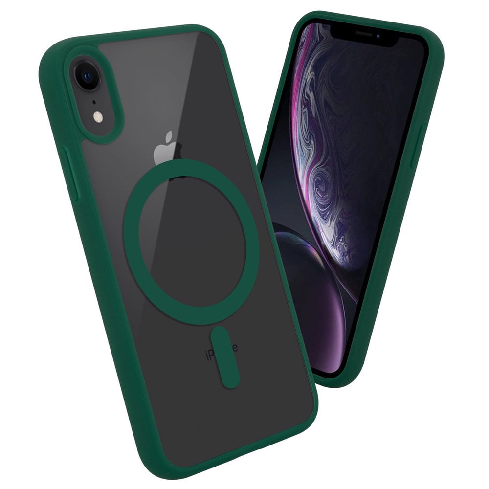 Funda MagSafe transparente y metal iPhone Xr (verde)