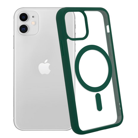 Funda transparente MagSafe iPhone 11 borde de color (verde) 