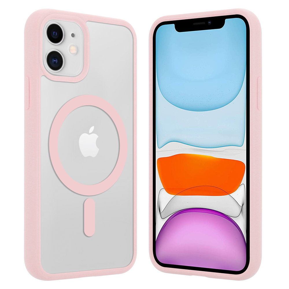 Funda transparente MagSafe iPhone 11 borde de color (rosa) 
