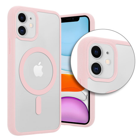 Funda transparente MagSafe iPhone Xr borde de color (rosa) 