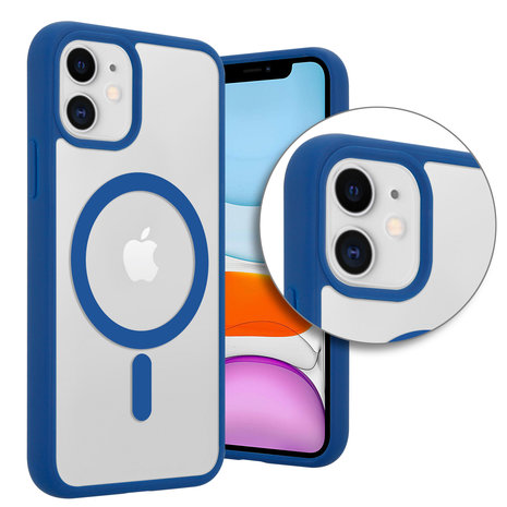 Funda transparente MagSafe iPhone 11 borde de color (azul) 