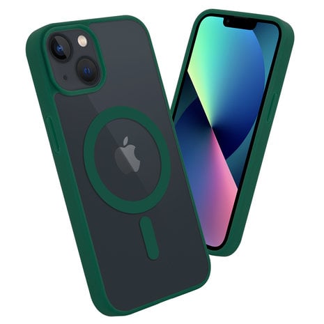 Funda transparente MagSafe iPhone 13 Pro borde de color (verde