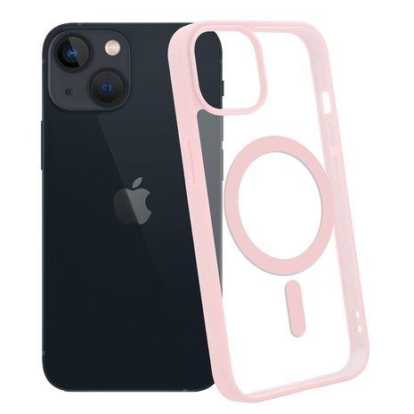 Funda transparente MagSafe iPhone 13 borde de color (rosa) - Funda