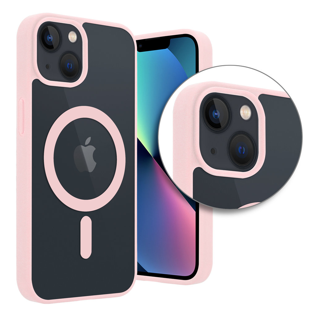 Funda transparente MagSafe iPhone 13 borde de color (rosa) 