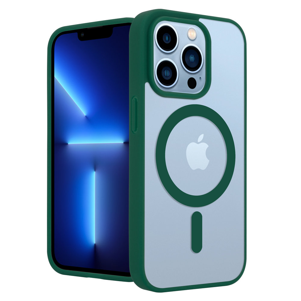 Funda transparente MagSafe iPhone 13 Pro borde de color (verde