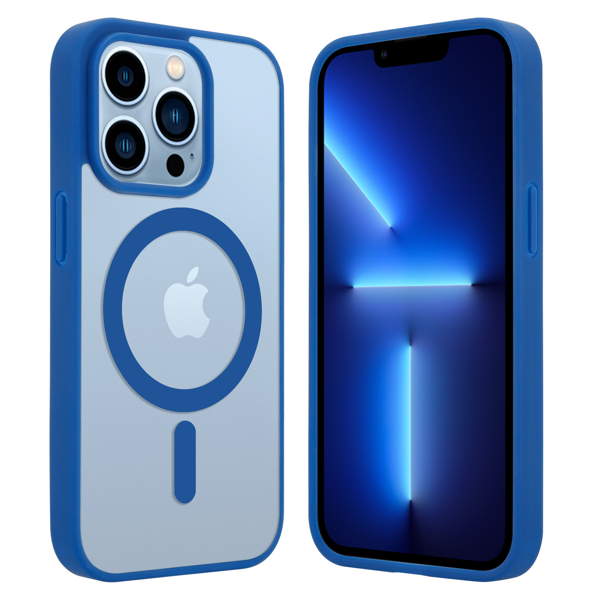 Funda transparente MagSafe iPhone X / Xs borde de color (azul)