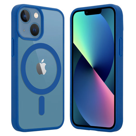 Funda transparente MagSafe iPhone 13 Mini borde de color (azul