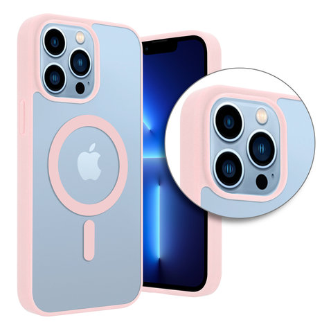 Funda transparente MagSafe iPhone 13 borde de color (rosa) 