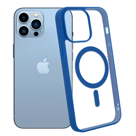 Funda transparente MagSafe iPhone 13 Pro Max borde de color (azul) - Funda -movil.es