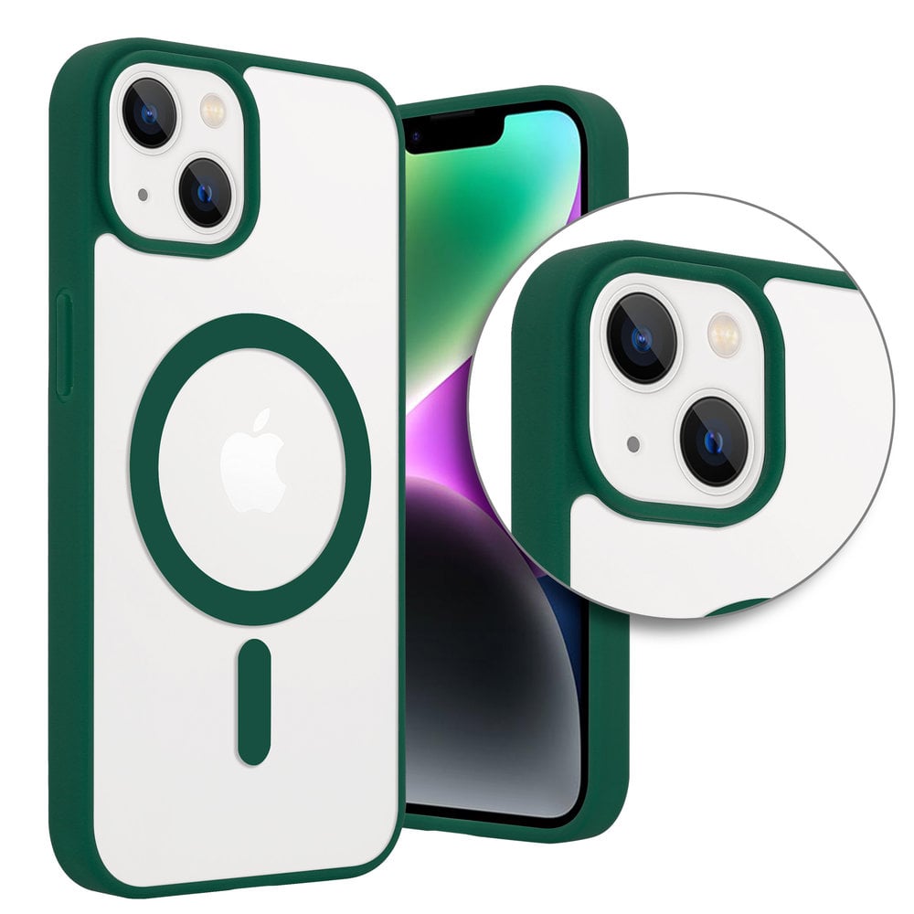 Funda transparente MagSafe iPhone 14 borde de color (verde