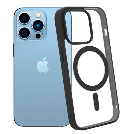 Funda transparente MagSafe iPhone 14 borde de color (negro