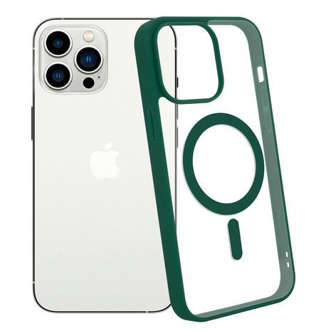 Funda transparente MagSafe iPhone 11 borde de color (verde)