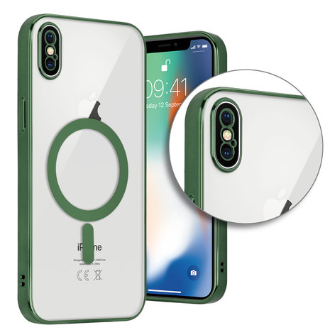 ShieldCase ShieldCase Funda MagSafe transparente y metal iPhone Xr (verde)