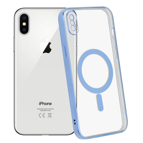 Funda MagSafe transparente y metal iPhone X / Xs (azul) 