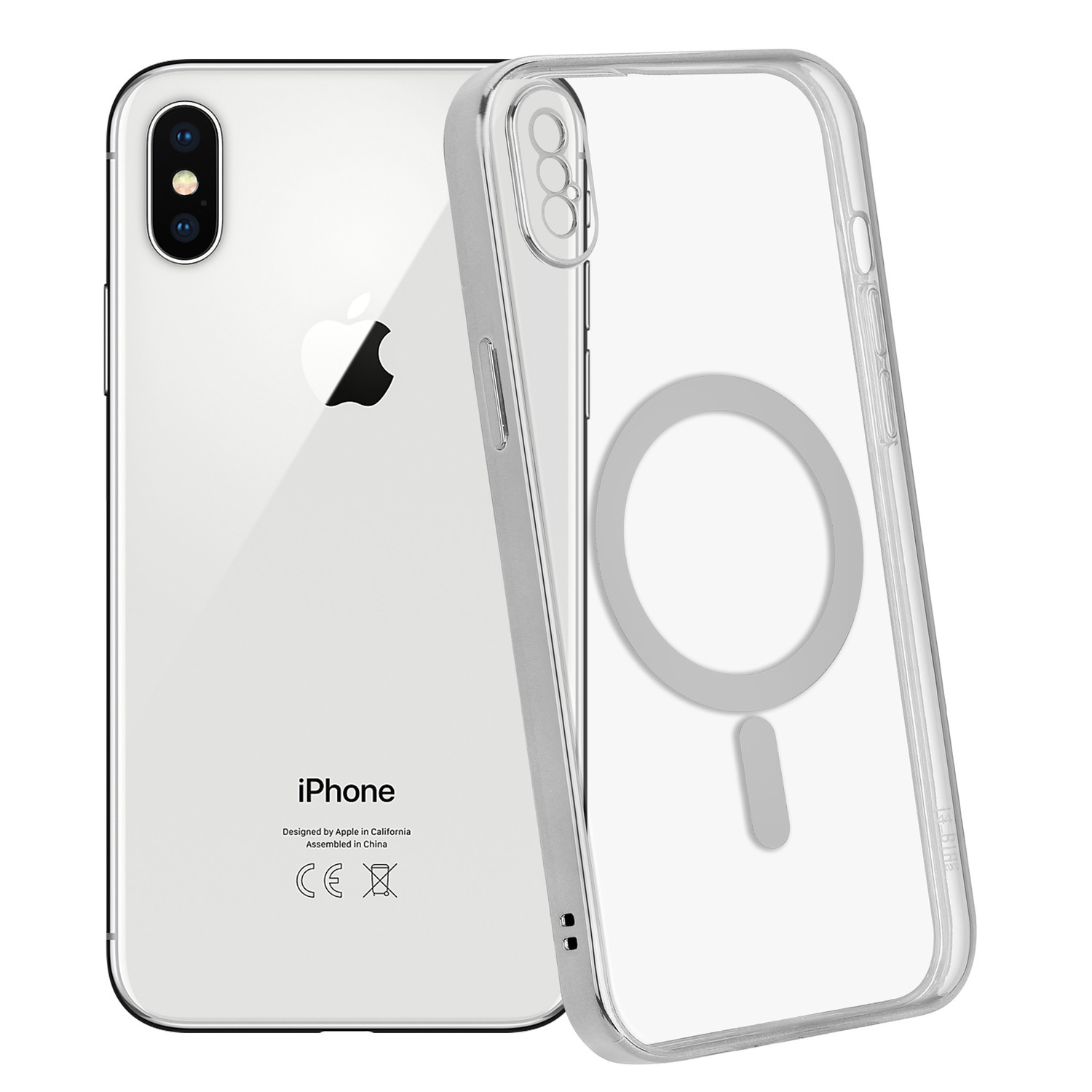 Funda MagSafe transparente y metal iPhone X / Xs (plata) 