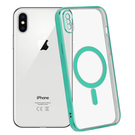 Funda MagSafe transparente y metal iPhone X / Xs (verde) 