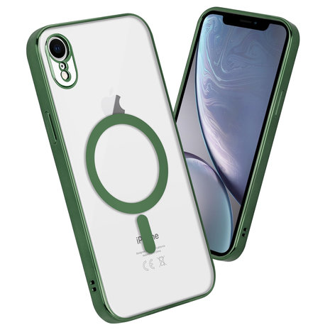 Funda MagSafe transparente y metal iPhone 12 (verde oscuro)