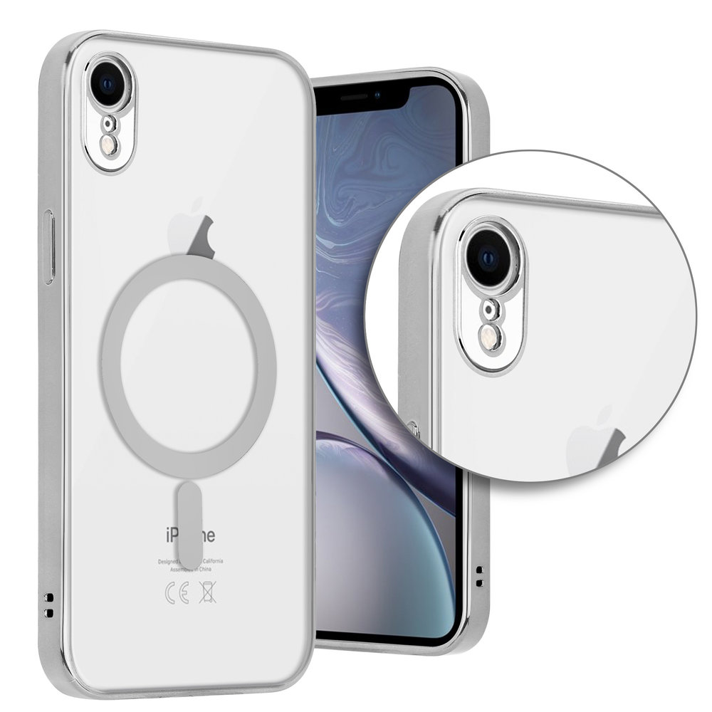 Funda MagSafe transparente y metal iPhone Xr (plata)