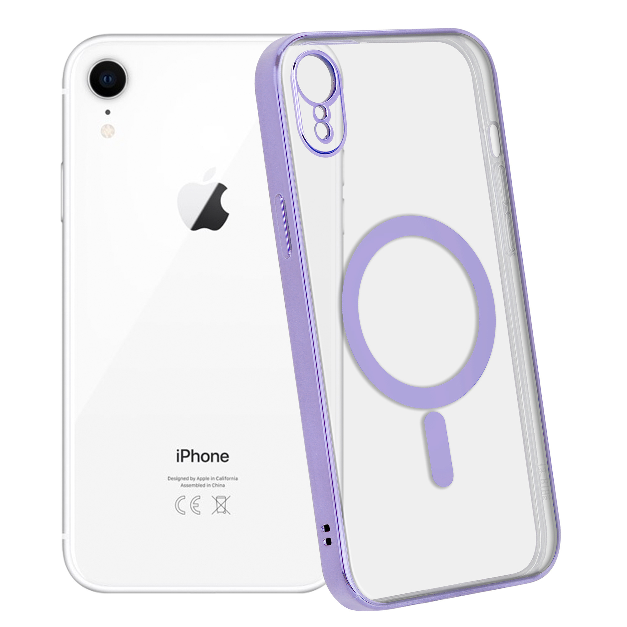 Funda MagSafe transparente y metal iPhone Xr (morado)