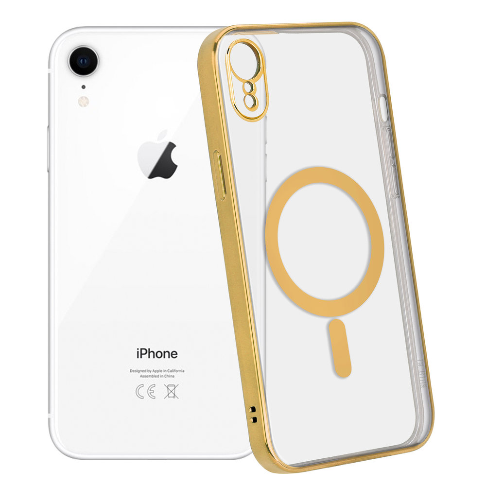 Funda MagSafe transparente y metal iPhone Xr (dorado) - Funda-movil.es