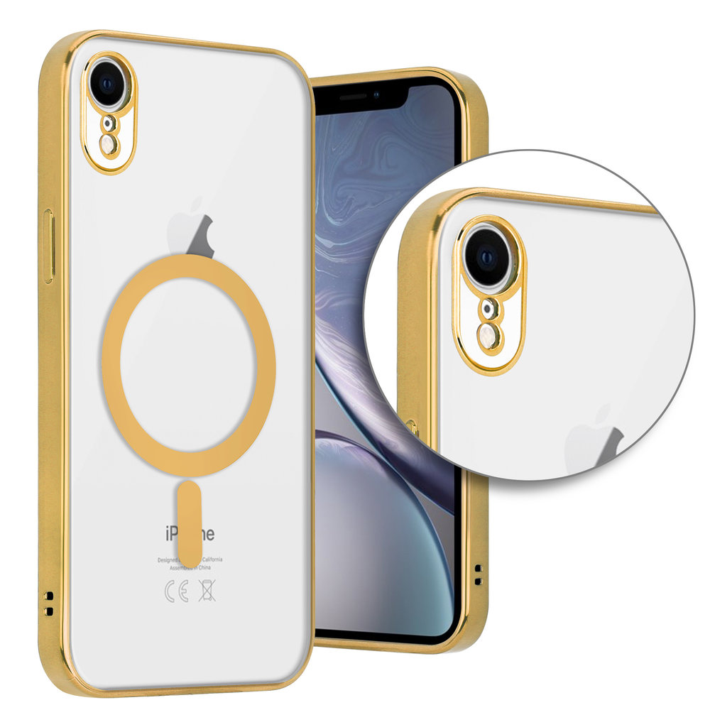 Funda Gel Transparente Borde Metal Dorado iPhone XR