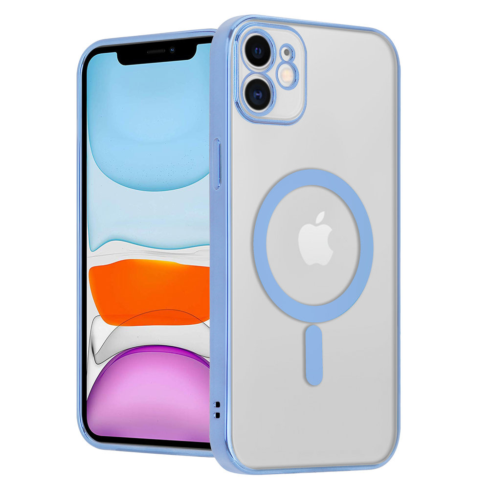 Funda transparente MagSafe iPhone 11 borde de color (azul) 