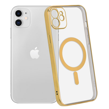 Funda MagSafe transparente y metal iPhone 11 (dorado) 