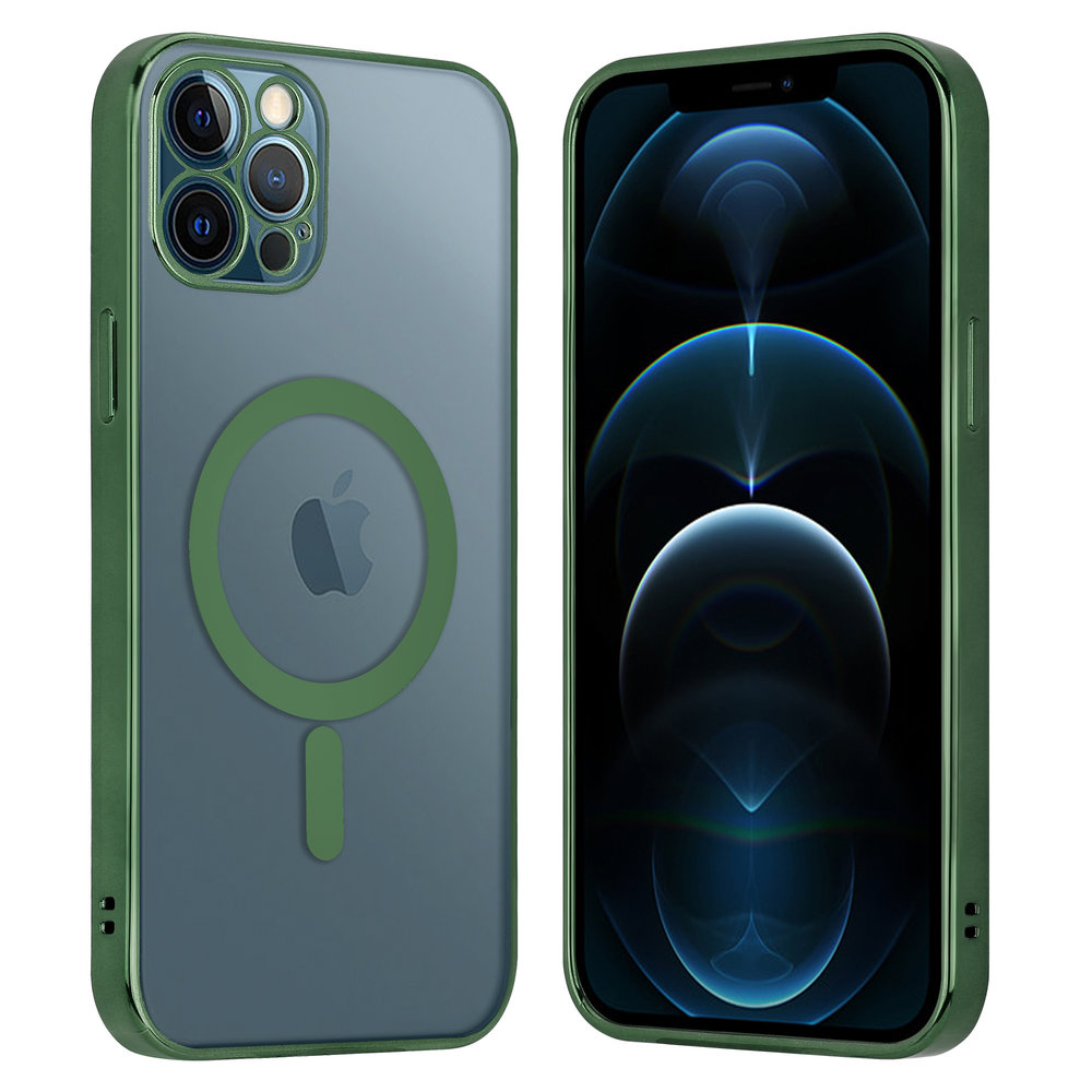 Funda MagSafe transparente y metal iPhone 12 (verde oscuro) 