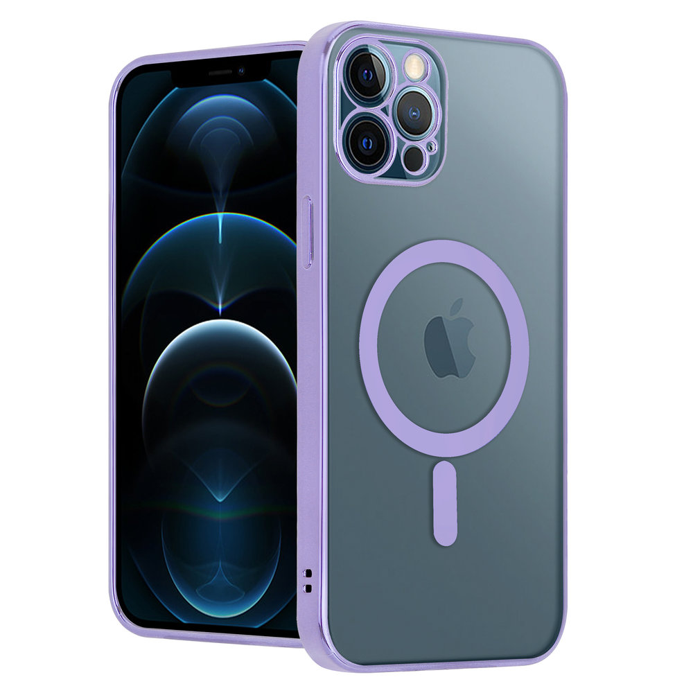 Funda MagSafe transparente y metal iPhone 14 Pro Max (morado