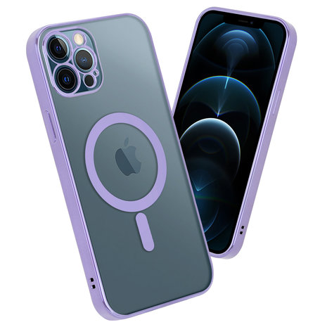 Funda MagSafe transparente y metal iPhone 12 Pro (morado) 