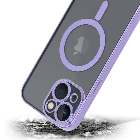 Funda MagSafe transparente y metal iPhone 13 Mini (morado) 