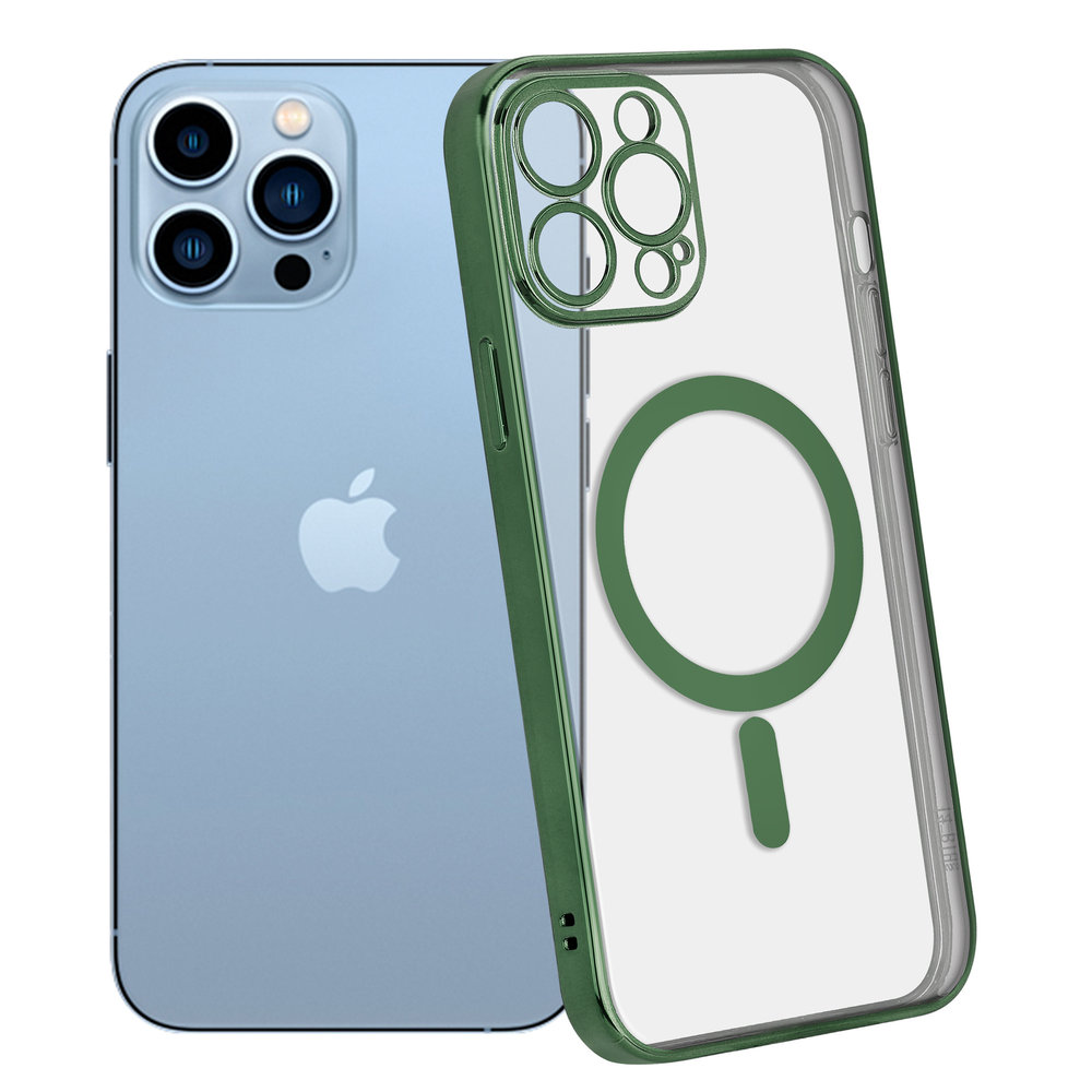 Funda MagSafe transparente y metal iPhone 13 Pro Max (verde oscuro)