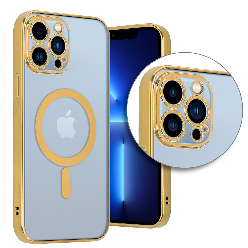 Funda MagSafe transparente y metal iPhone 13 Pro Max (dorado