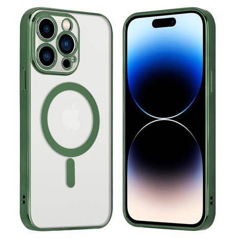 Funda MagSafe transparente y metal iPhone 12 (verde oscuro) 