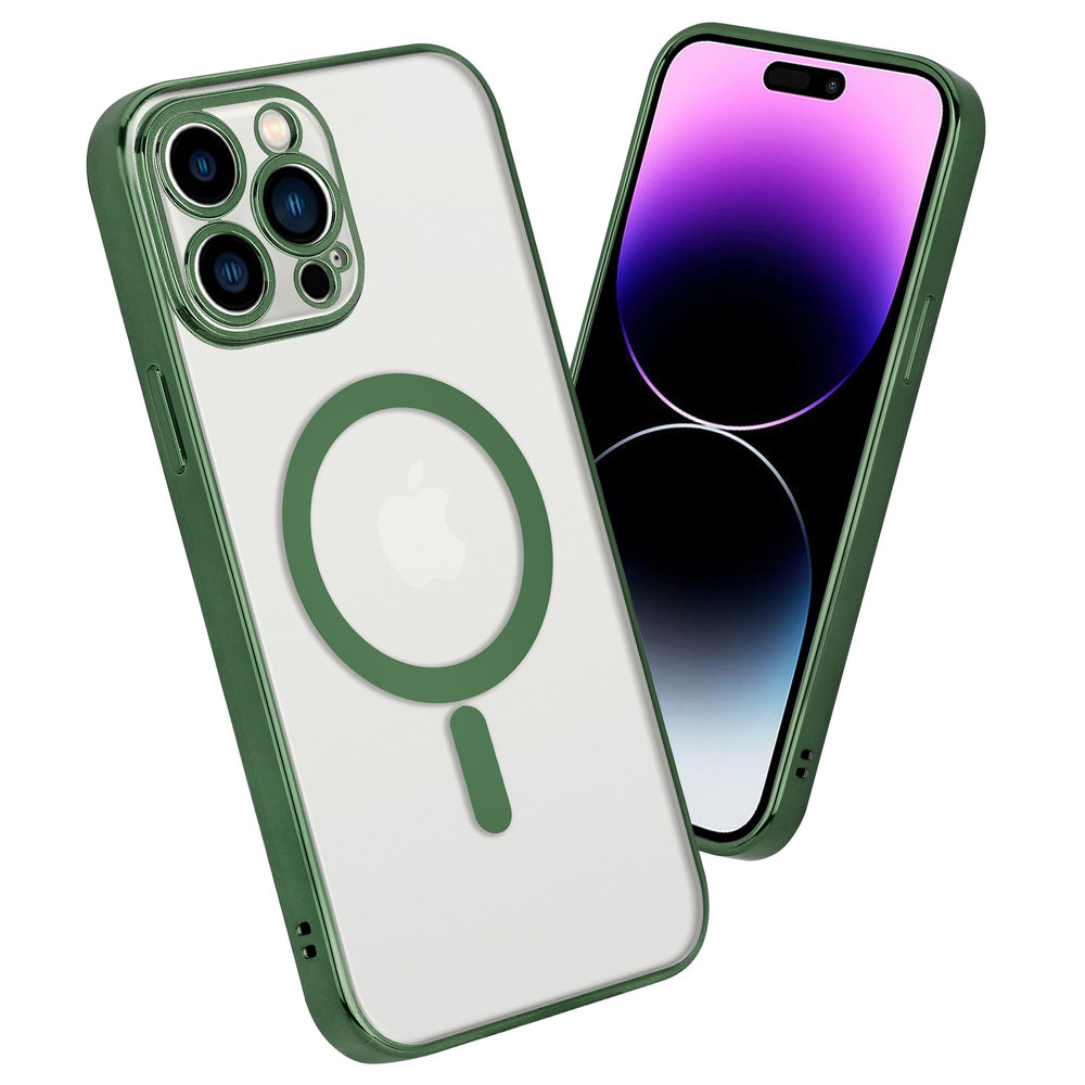 Funda transparente MagSafe iPhone 14 borde de color (verde) 