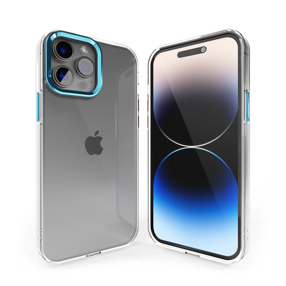 Funda rígida iPhone 12 Pro Max con protector de cámara metal (azul) - Funda -movil.es