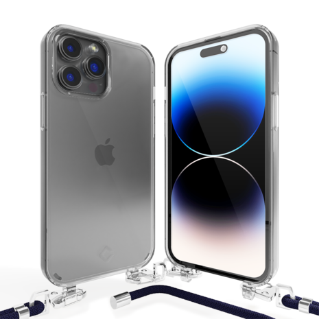 Funda transparente con cordón iPhone 14 Pro (azul oscuro) 